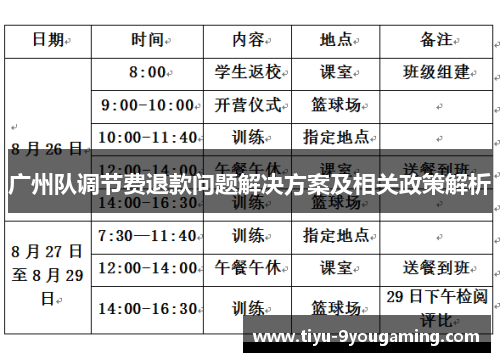 广州队调节费退款问题解决方案及相关政策解析
