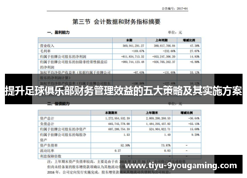 提升足球俱乐部财务管理效益的五大策略及其实施方案